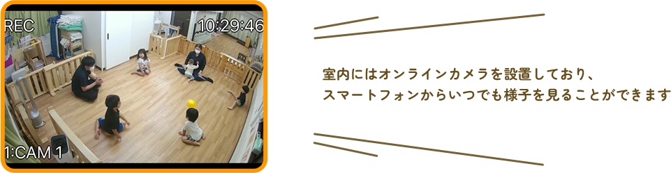 室内にはオンラインカメラを設置しており、スマートフォンからいつでも様子を見ることができます